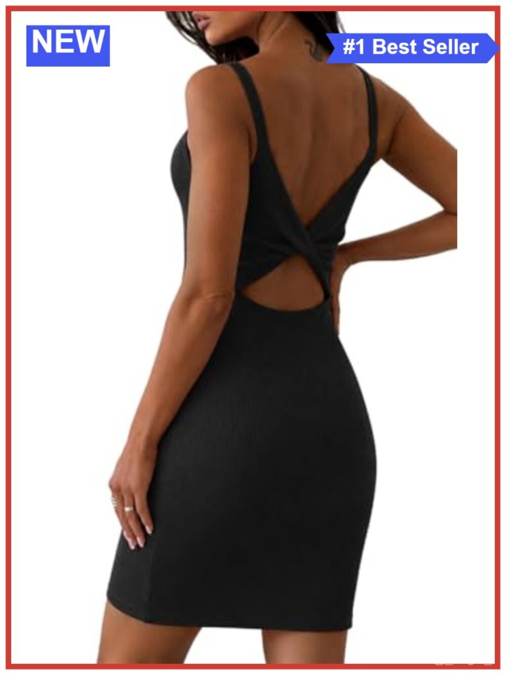 Women's Ribbed Knit Bodycon Mini Dress Sleeveless Open Back Club Party
